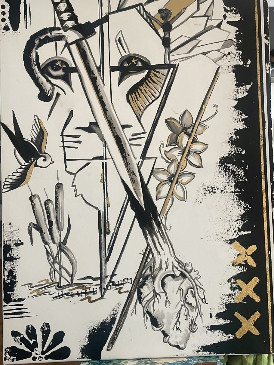 80cm x60 cm 
Acrylic on canvas
An exploration of the theme of thinking in boxes. The limits we ourselves place on our thoughts and perspec